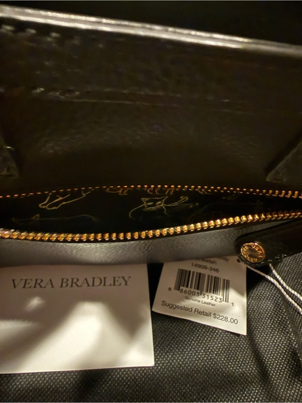 Vera Bradley Cheetah-Print Mini Satchel - Black & Tan